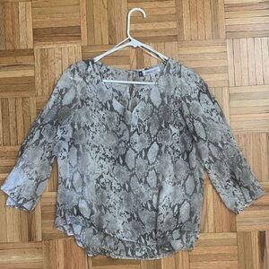 Jennifer Lopez Gray/Black Snakeskin Blouse - Double Layered Feminine Women’s XS